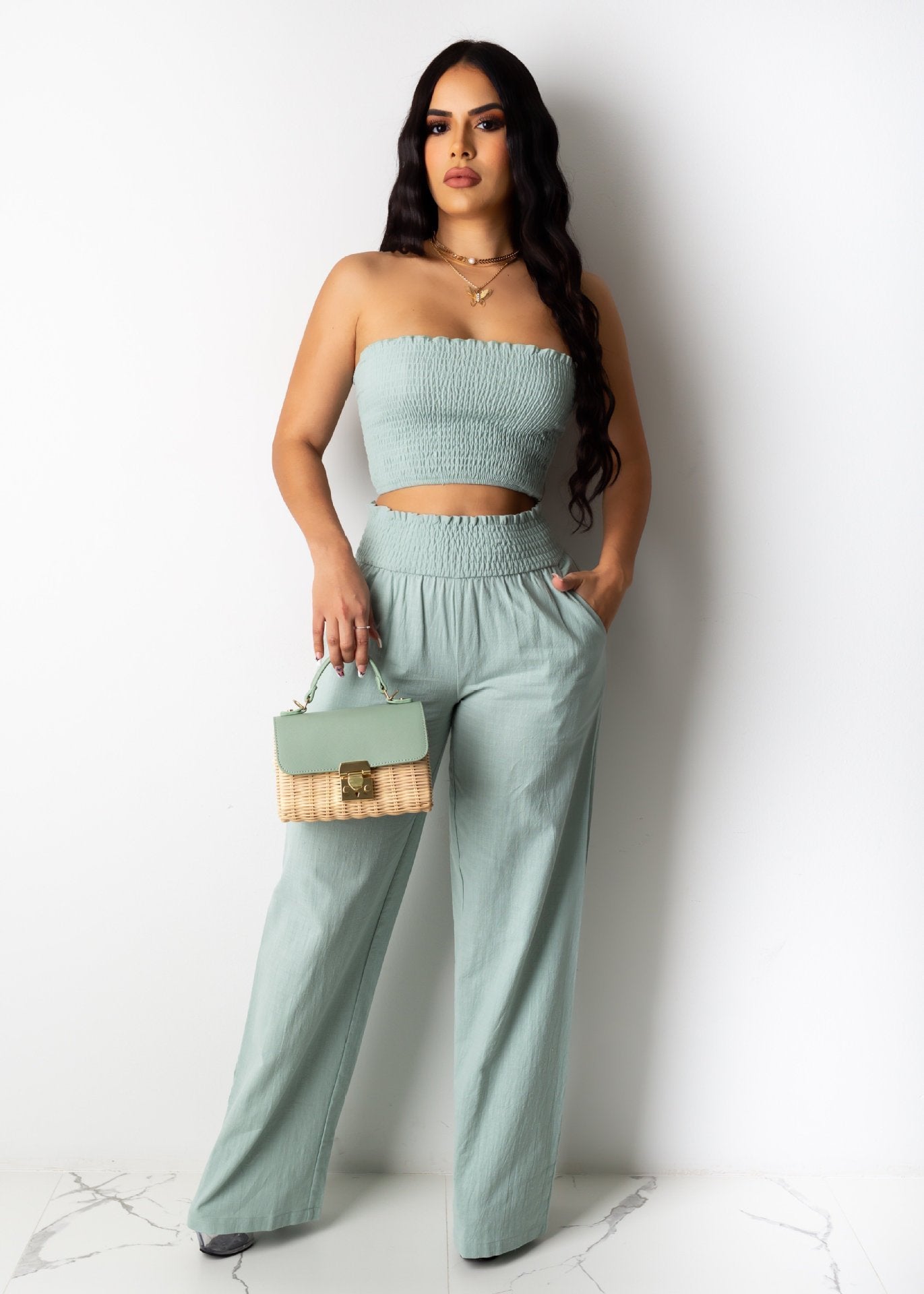 Two-piece tube top suit