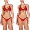 Gold con bikini set with adjustable side ribbons