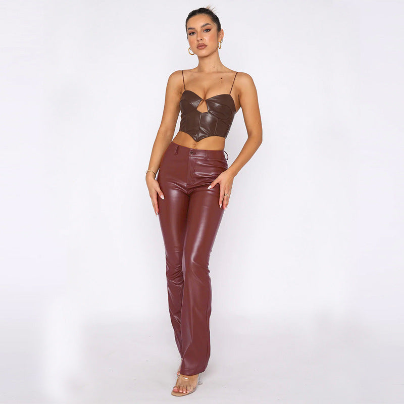 Tapered leather pants