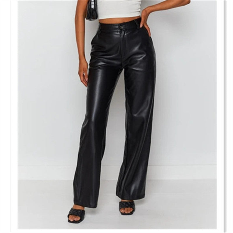 Straight leg leather pants