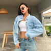 Cropped light blue denim jacket