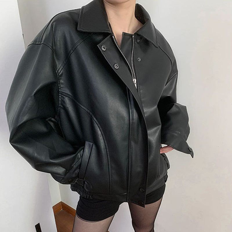 Faux leather vintage motorcycle jacket