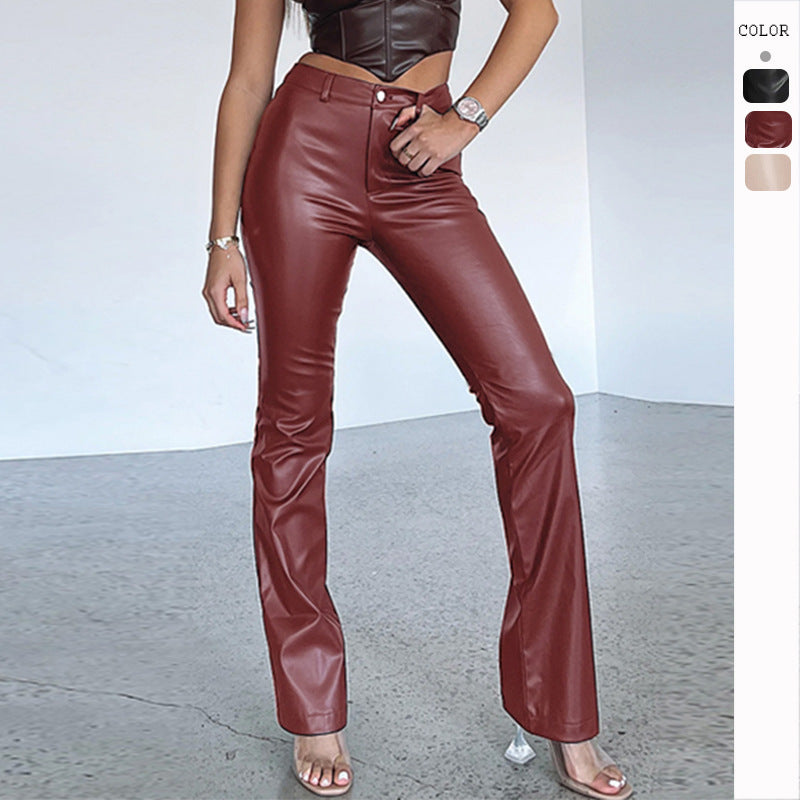 Tapered leather pants