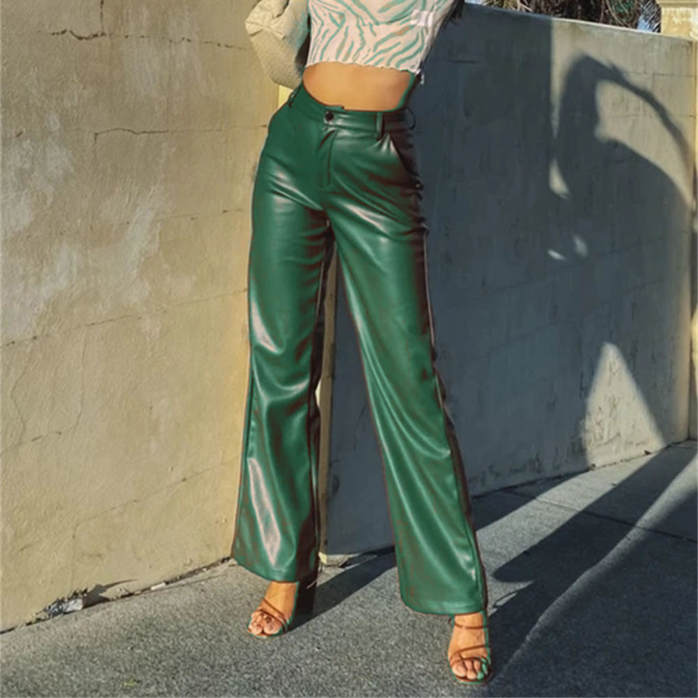 Straight leg leather pants