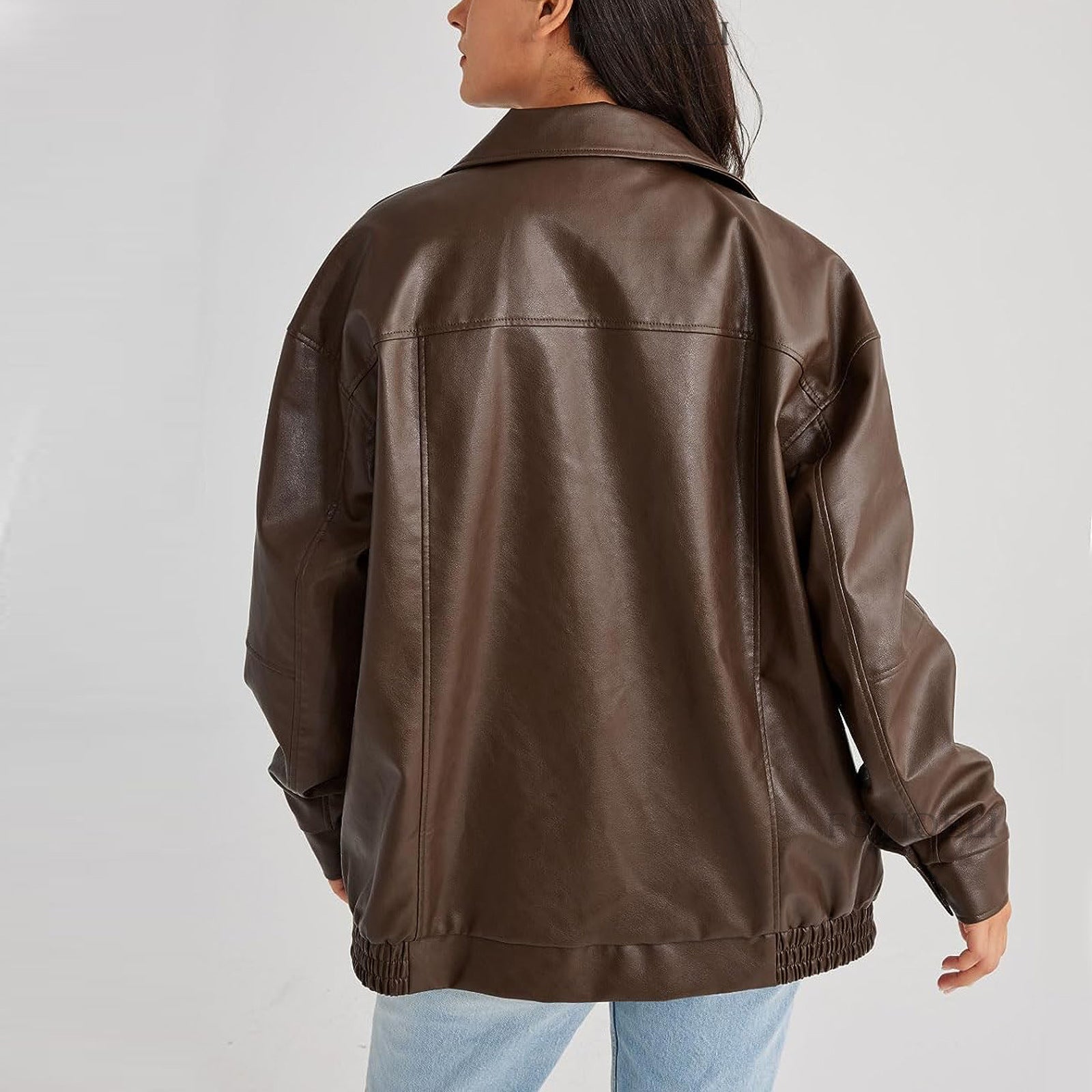 Faux leather dad fit jacket