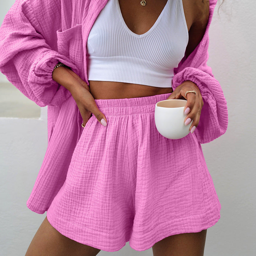 Cotton shirt and shorts set